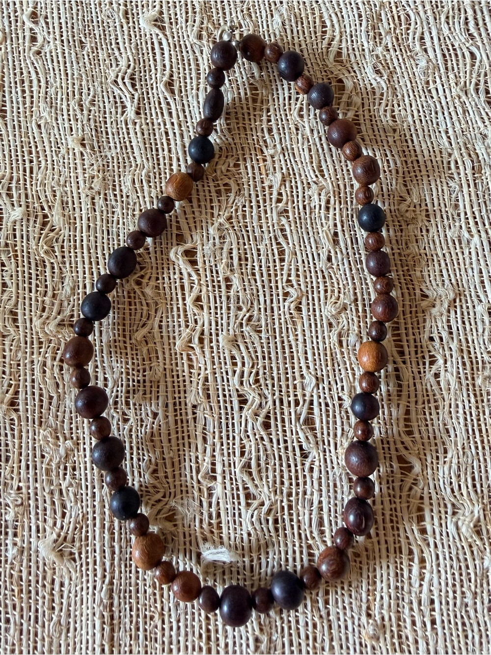 Boho wooded beaded necklace